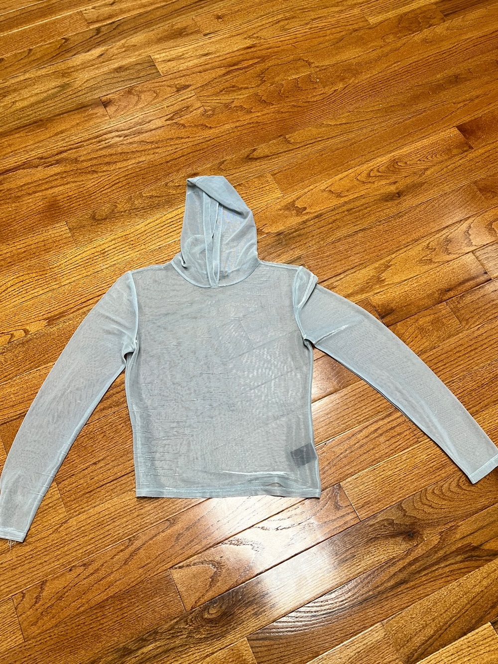 Lightweight Sheer Hooded Long Sleeve Top - Pale Gray Ralph Lauren y2K